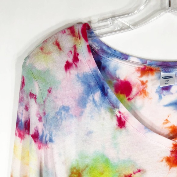 Fancy Fireworks Old Navy Small Top Handmade Tie Dye Pink Yellow Purple Hi Lo 536 - Picture 9 of 12